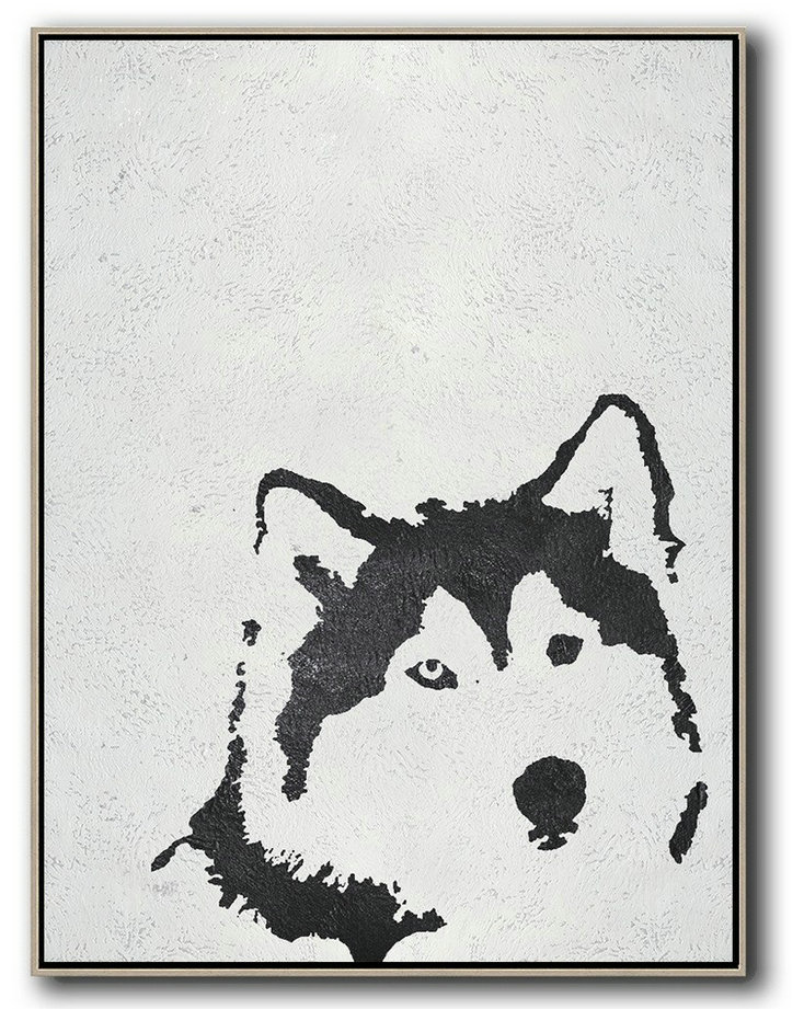 Acrylic Painting Large Wall Art,Black And White Minimal Painting On Canvas - Abstract Painting Modern Art